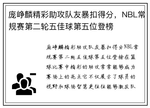 庞峥麟精彩助攻队友暴扣得分，NBL常规赛第二轮五佳球第五位登榜